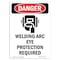 Signmission OSHA Danger Sign, Welding Arc Eye Protection, 10in X 7in Rigid Plastic, 7" W, 10" H, Portrait OS-DS-P-710-V-1619 - alternate 1